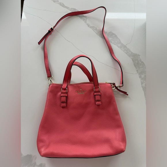 kate spade Handbags - kate spade Coral Pink Pebbled Leather Crossbody Satchel